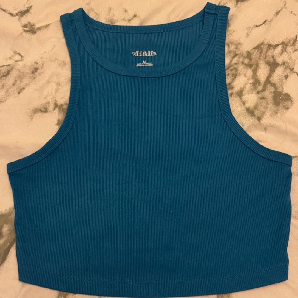 Wild Fable Teal Ribbed Crop Top